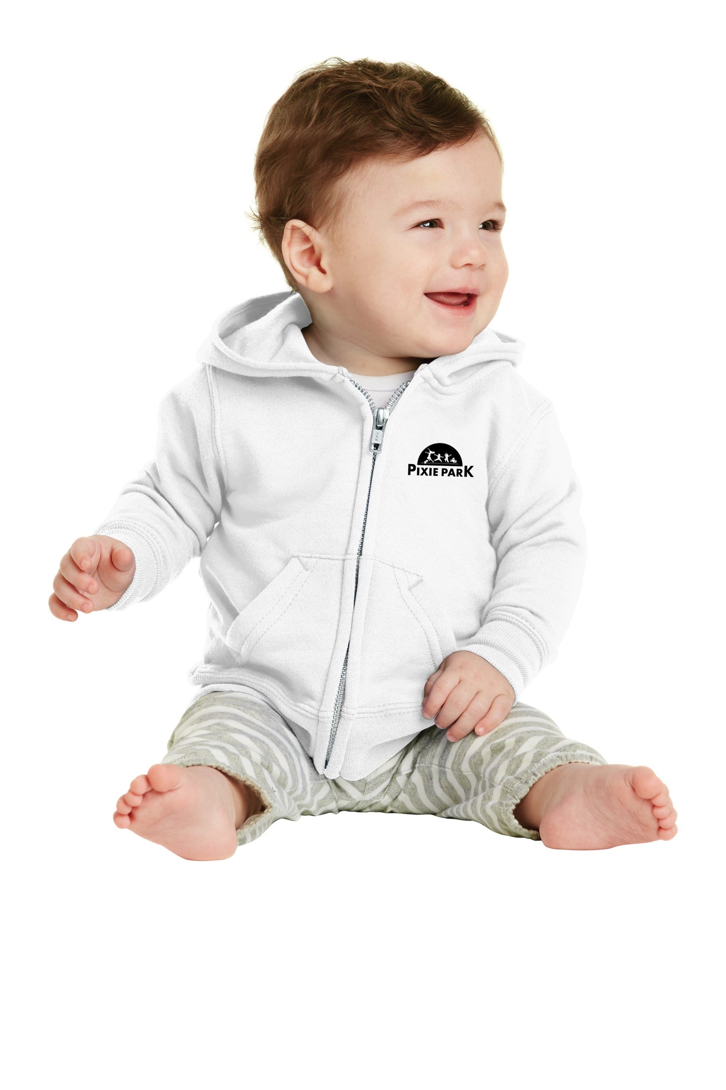 Pixie Park - Infant Core Fleece Full-Zip Hooded Sweatshirt - White - 12M