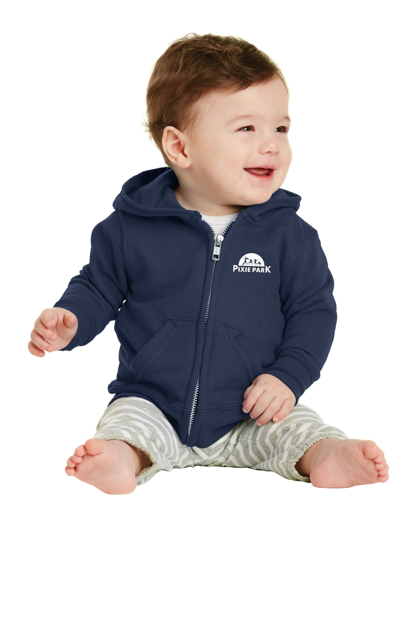 Pixie Park - Infant Core Fleece Full-Zip Hooded Sweatshirt - Navy - 12M