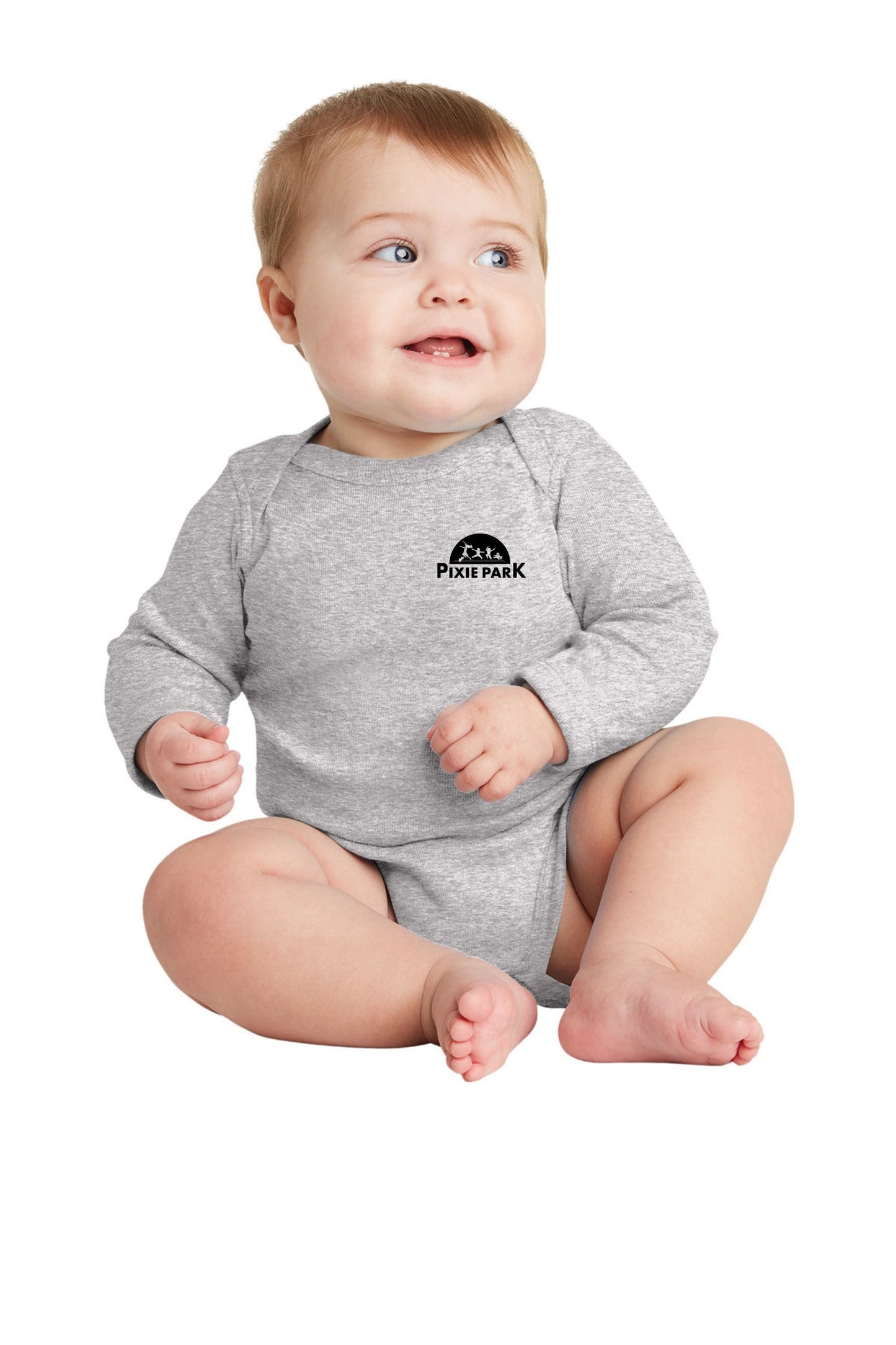Pixie Park - Rabbit Skins Infant Long Sleeve Baby Bodysuit - Grey - 6M